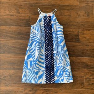Lilly Pulitzer Annabelle Bay Blue  Sail Boat Print Shift Dress , size 0